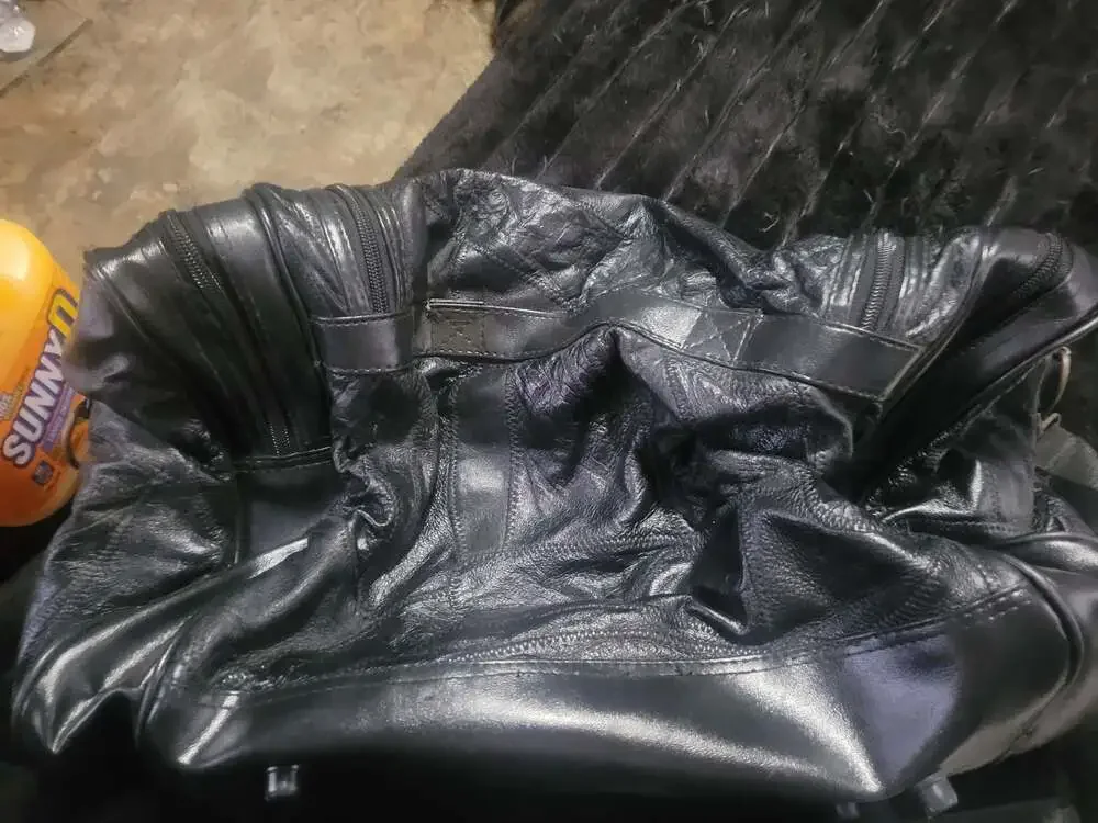 Unbranded Black Leather Patchwork Weekender Duffel Travel Bag
